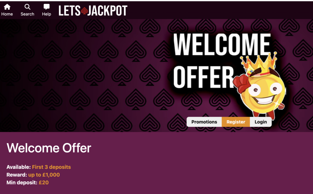 Lets Jackpot Welcome Offer 