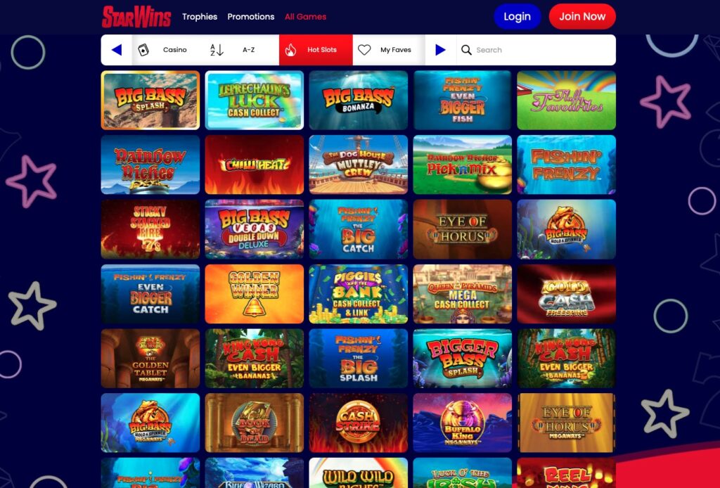 Star Wins casino games library