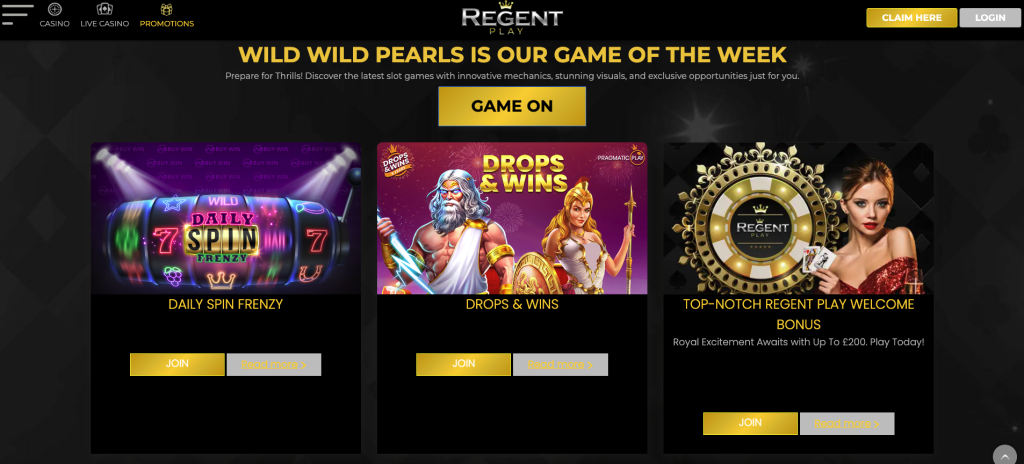 Regent Play promotions.
