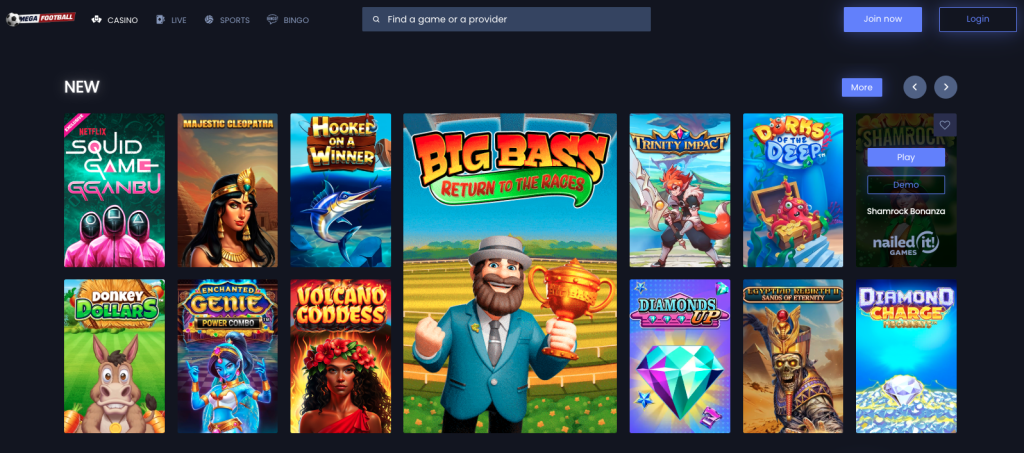 MegaFootball Casino games.