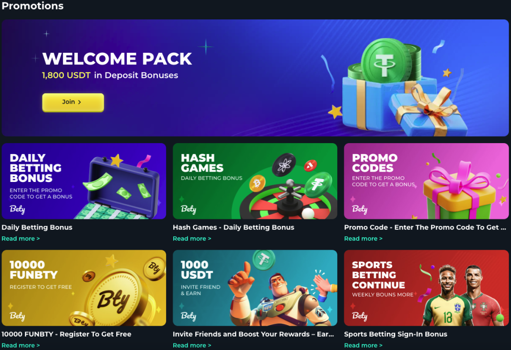 Bety Casino promotions.