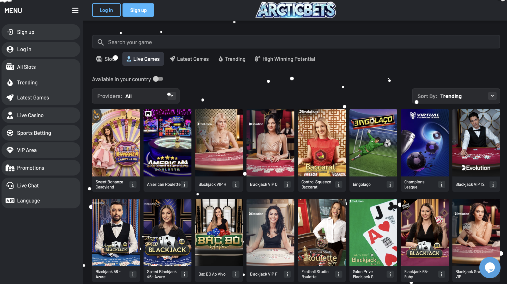 ArcticBet Live Casino.