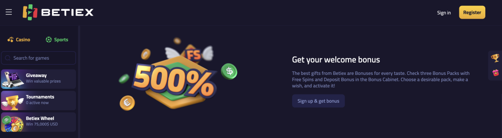Betiex welcome bonus.