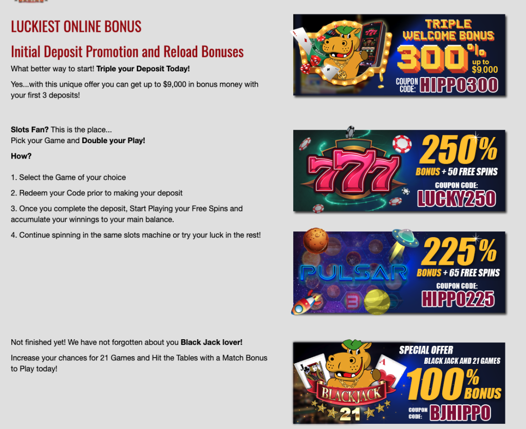 lucky hippo casino promotions