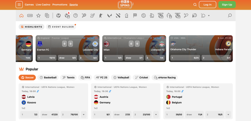 All Spins Casino Sports Betting.