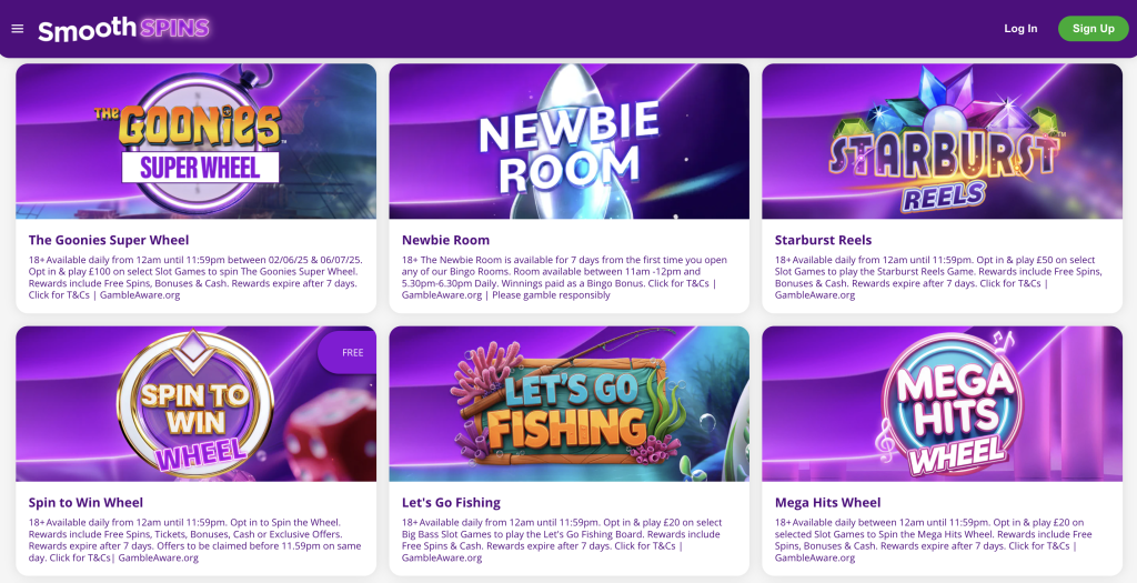 Smooth Spins Casino ongoing promotions. 