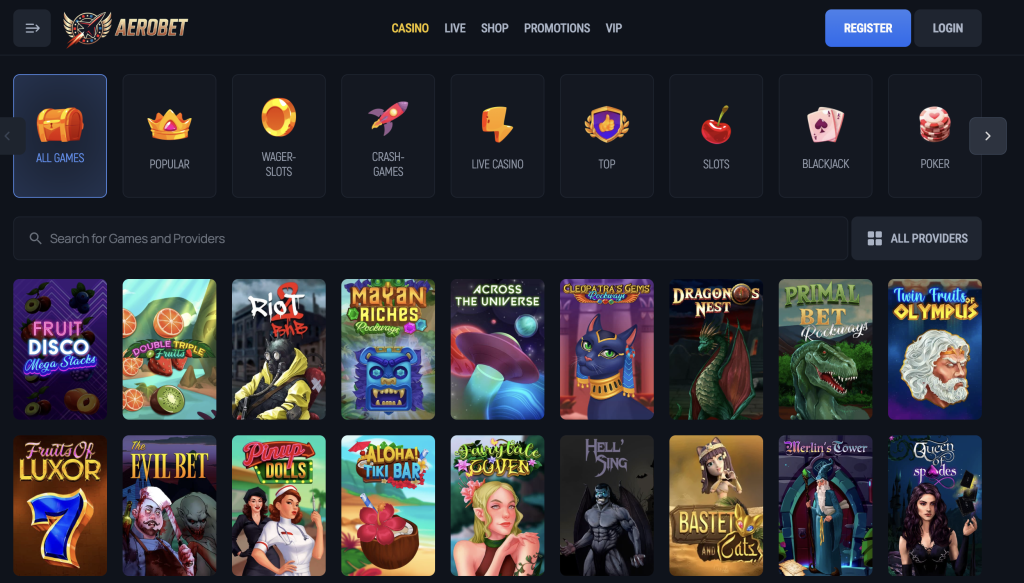 aerobet casino game options