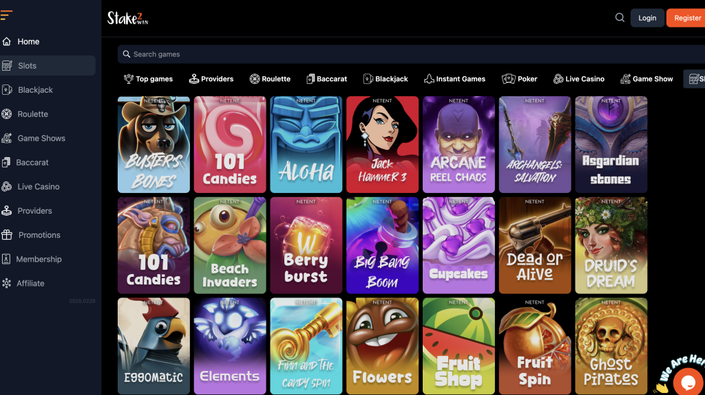 game options at stake2win casino