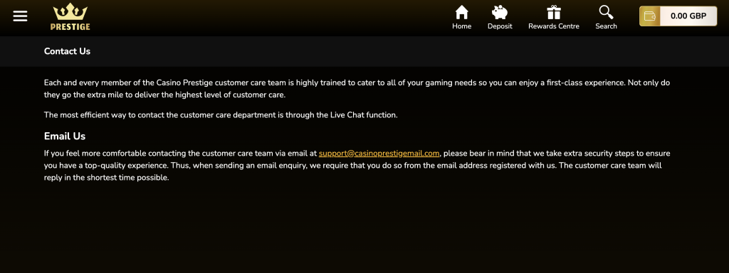 Casino Prestige Contact.