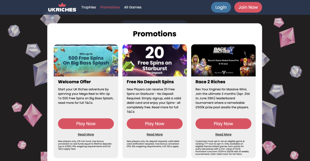 UK Riches welcome bonus.