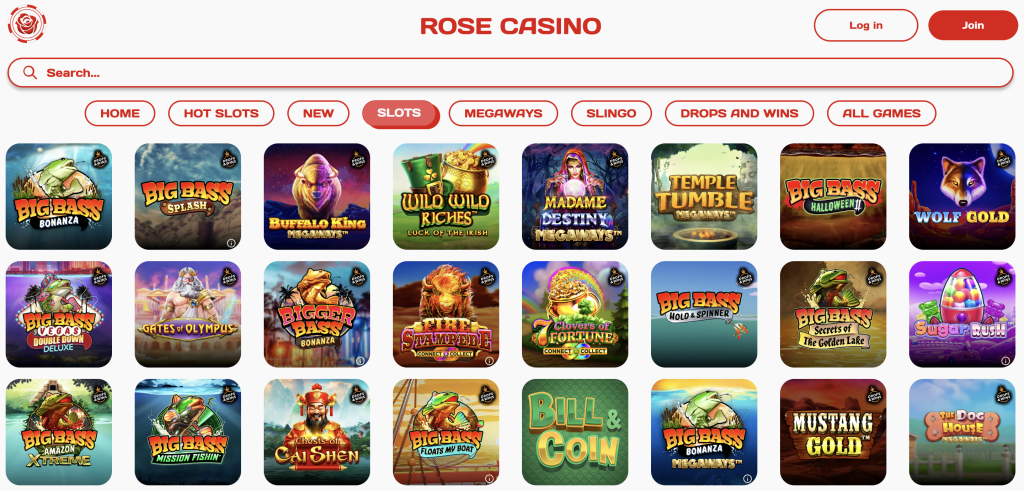 Rose Casino games.