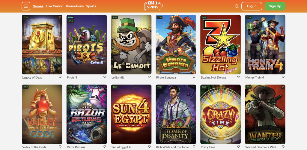 All Spins Casino games.