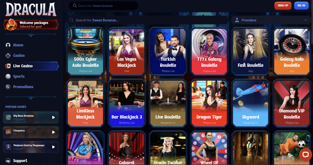 Dracula Live Dealer Games.