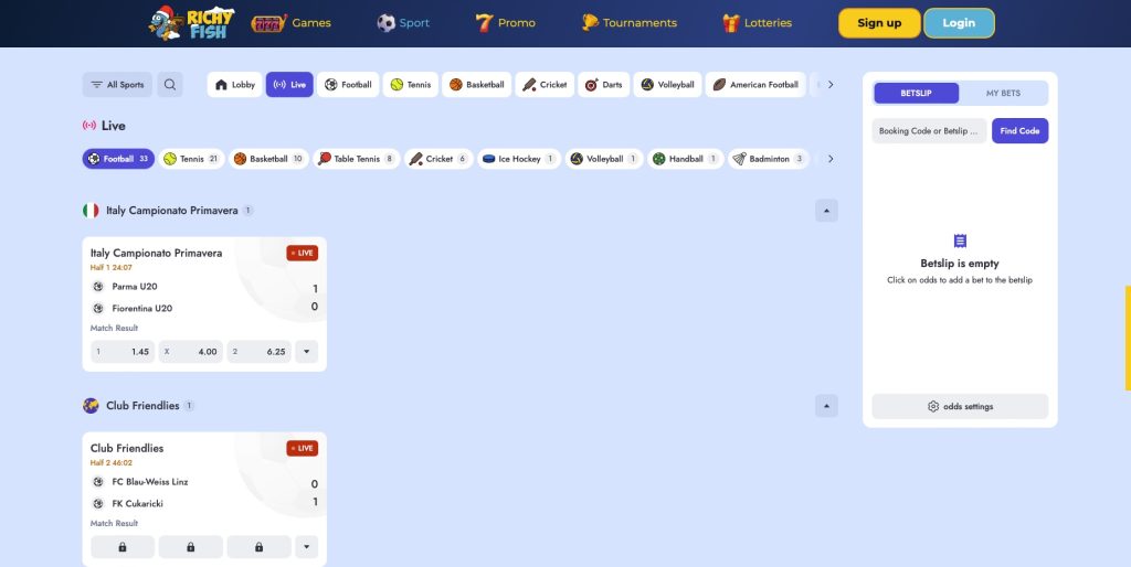 Richy Fish in play sports betting options