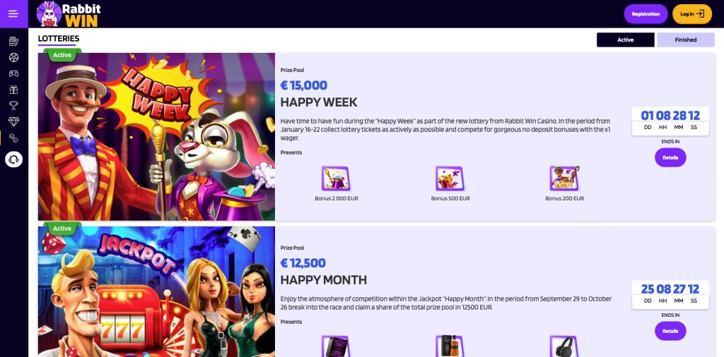 Rabbit Win Lottery prize section