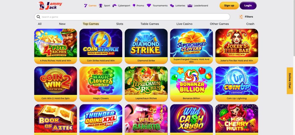 Jammy Jack Top Game section