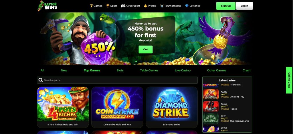 Raptor Wins homepage