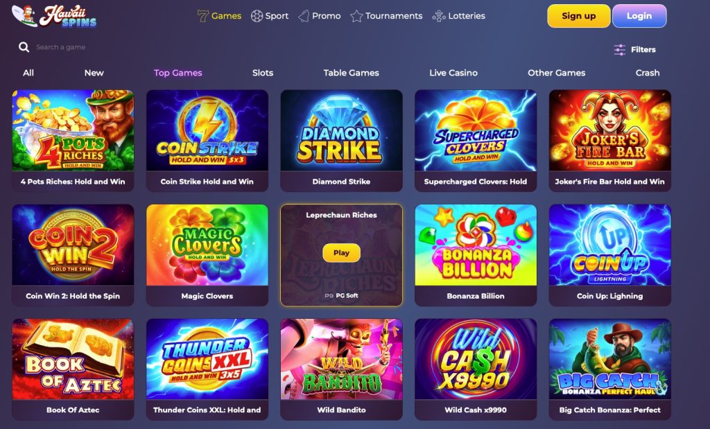 Hawaii Spins Top Game choice