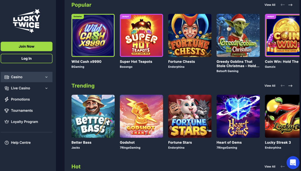 lucky twice casino games