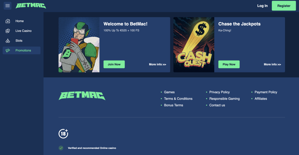 Betmac Casino Promotions