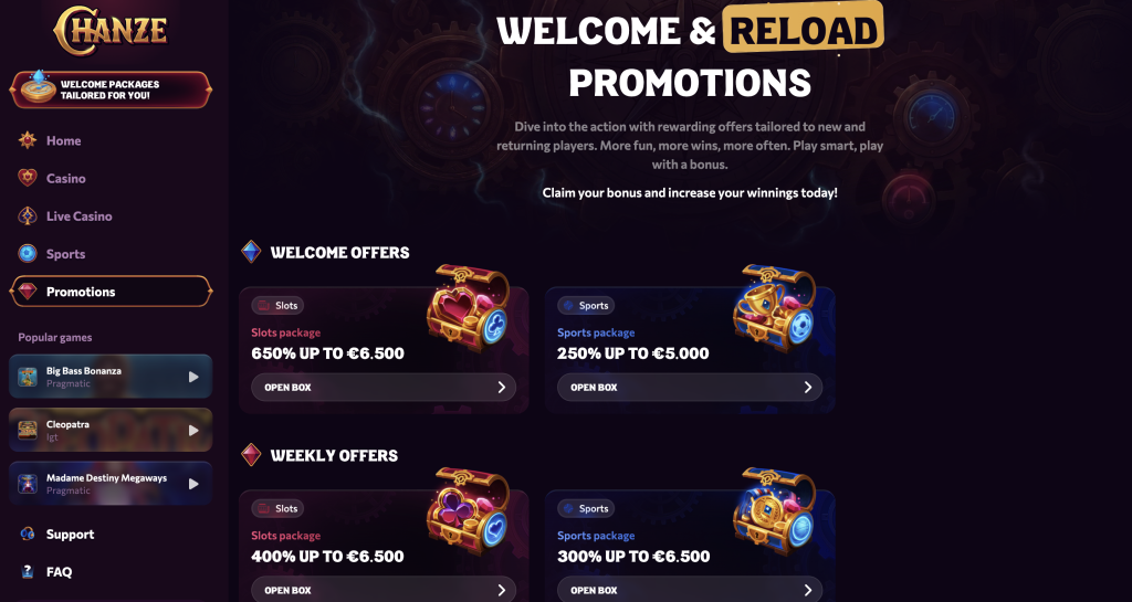 Chanze Casino Promotions.