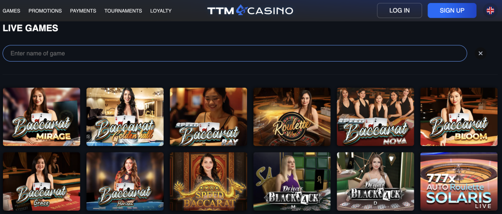 TTM Casino live casino games.