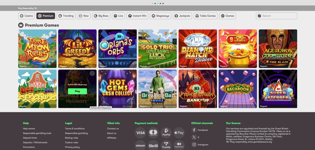 10Bet Premium games 